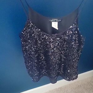 Black sequins strappy top size M
